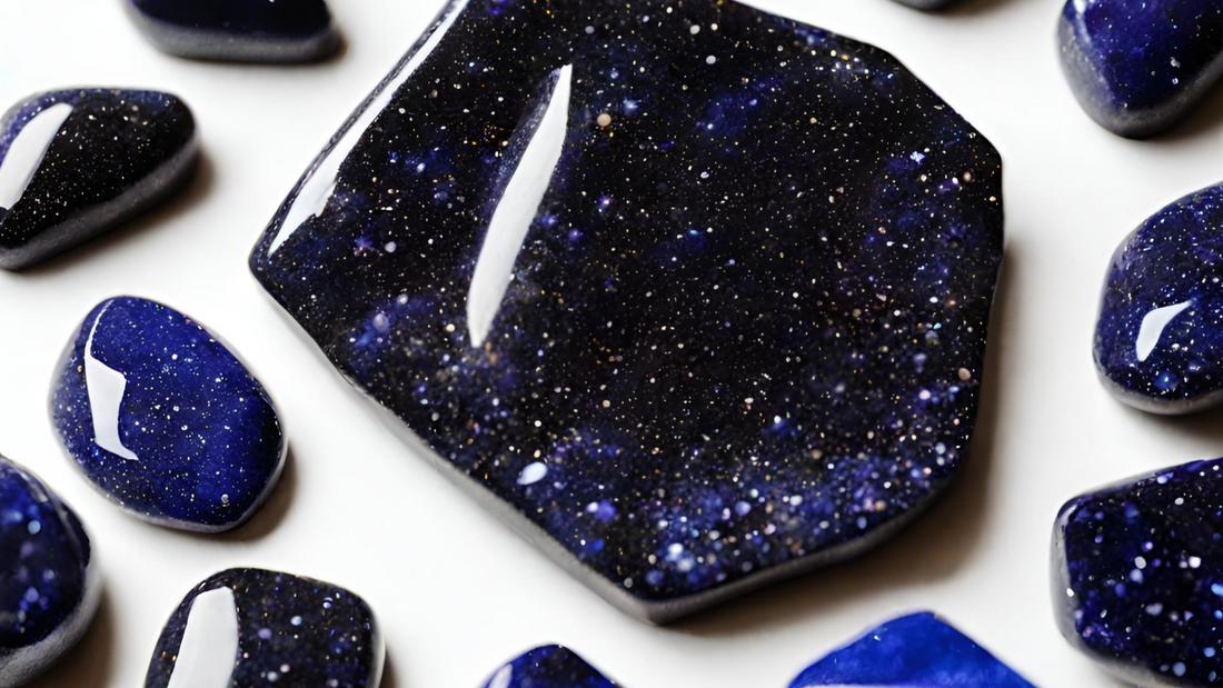 Blue Goldstone Crystal Benefits: Ambition, Confidence, Positivity, Inner Strength.