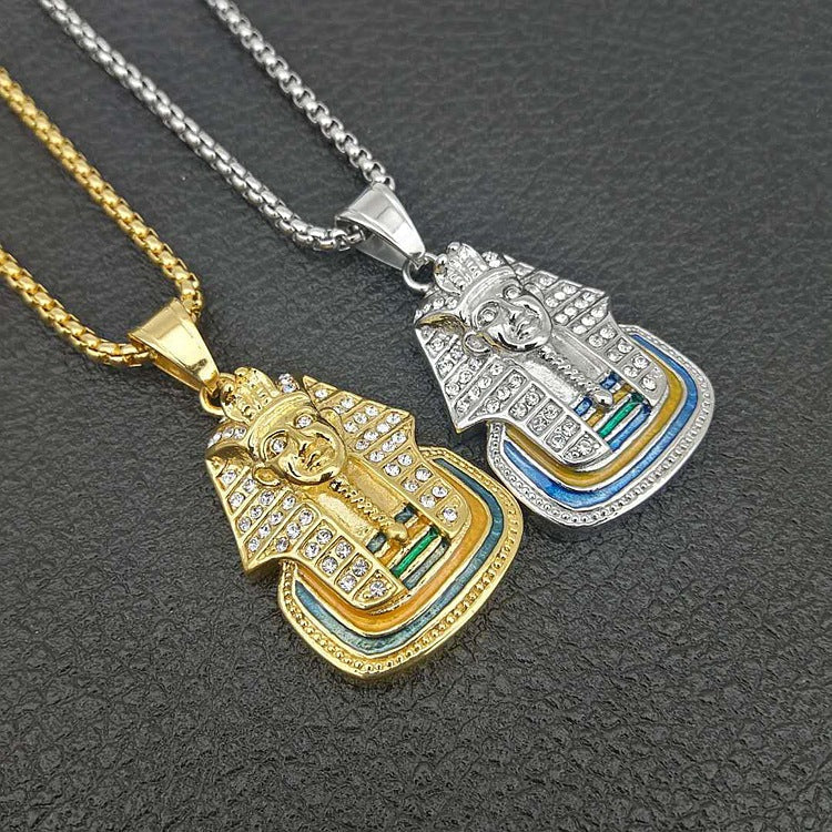 18k Gold and Silver-Plated Egyptian Pharaoh Pendant Necklace with Stainless Steel Chain by Ancient Infusions – Timeless Ancient Jewelry.