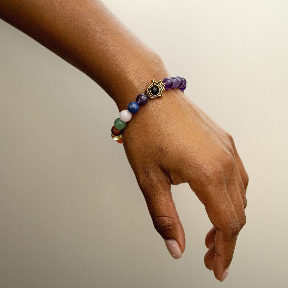 Amethyst Hamsa Chakra Bracelet - Meaning, Uses, and Stylish Design for Spiritual Balance.