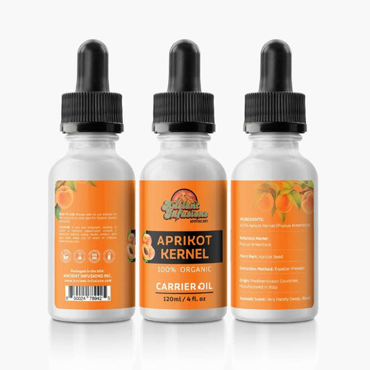 Radiant Skin - Apricot Kernel Carrier Oil by Ancient Infusions. Pure Elixir for Glowing Skin, Moisturization, and Nourishment.