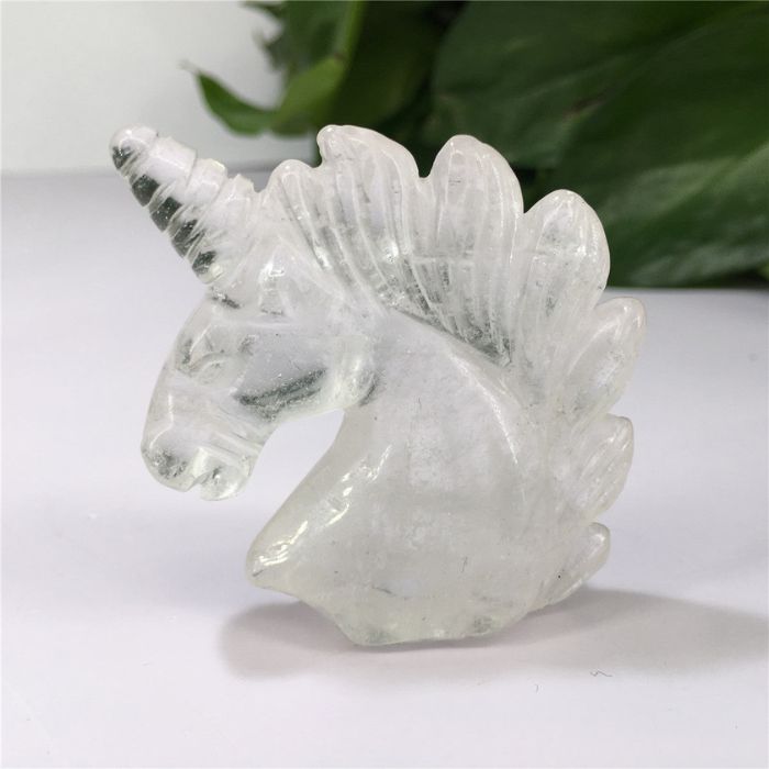 Ancient Infusions Clear Quartz Crystal Carved Unicorn - ~2 inches of pure elegance and spiritual amplification.