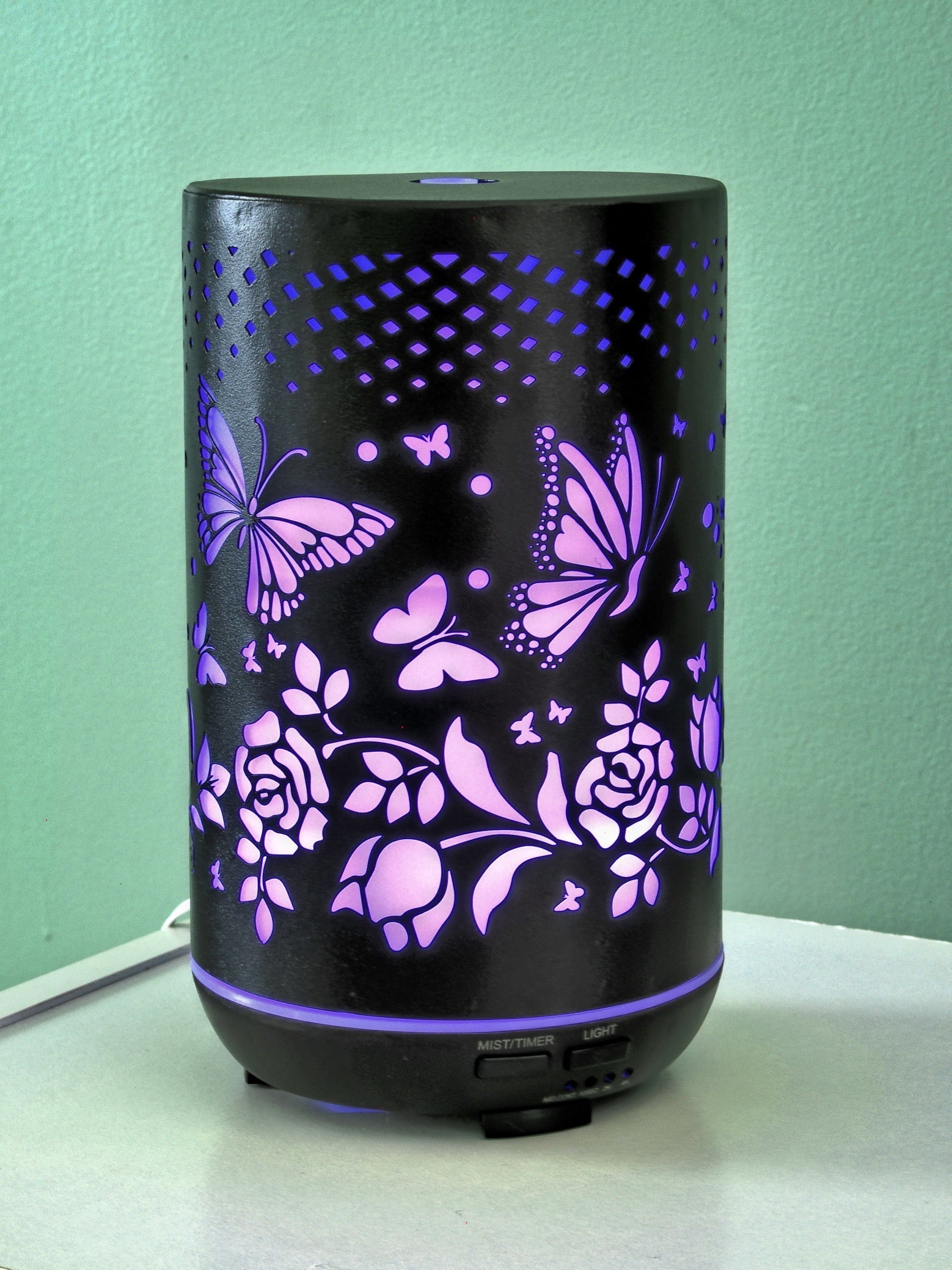 Wellness Essential Oil Diffuser - Elegant Butterflies and Roses Design by Ancient Infusions.