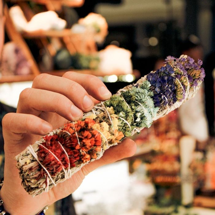 8-Inch Chakra Sage Smudge Stick for Energy Cleansing and Spiritual Balance.