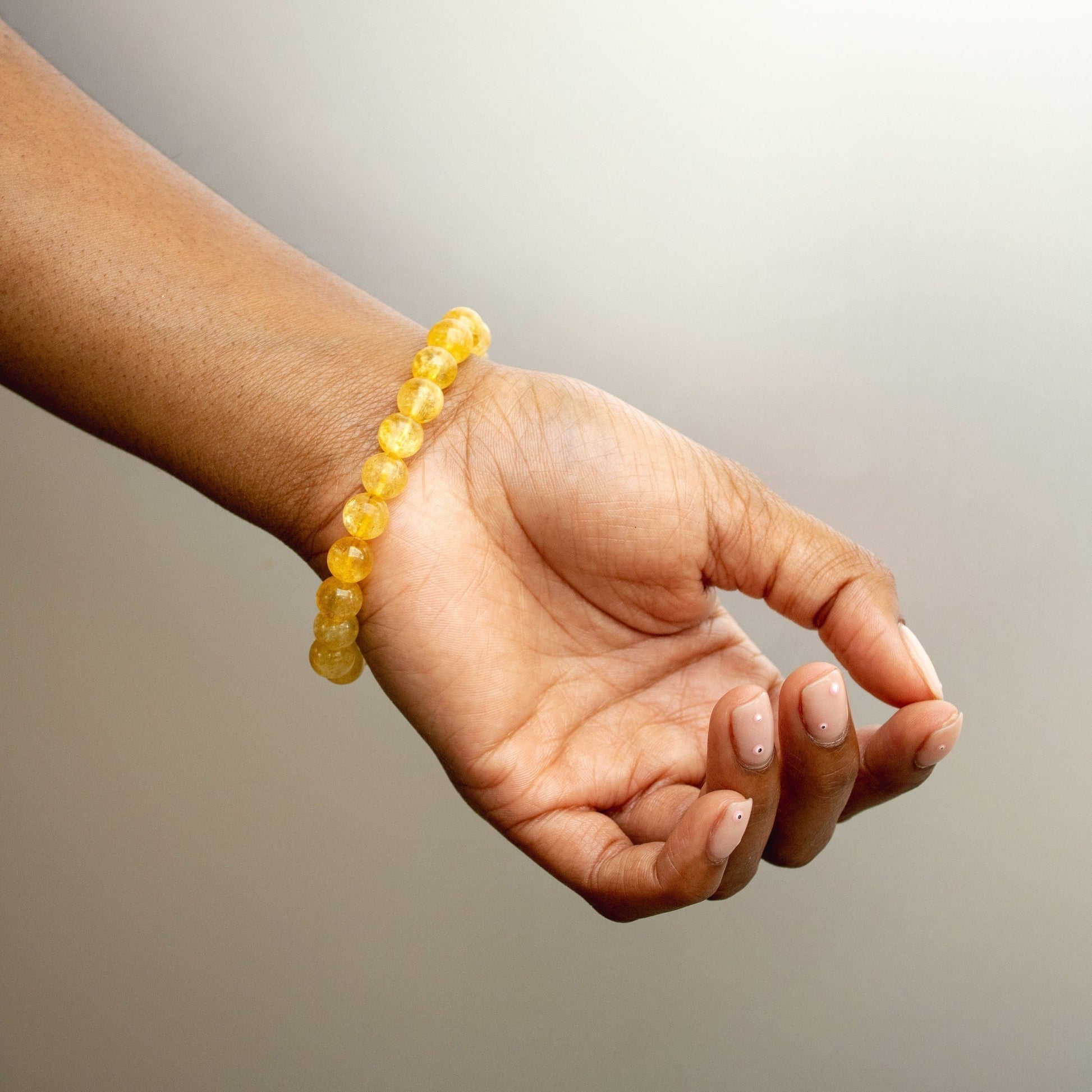 Citrine Bracelet for Men and Women – High-Quality Beaded Elastic Healing Crystal Jewelry.