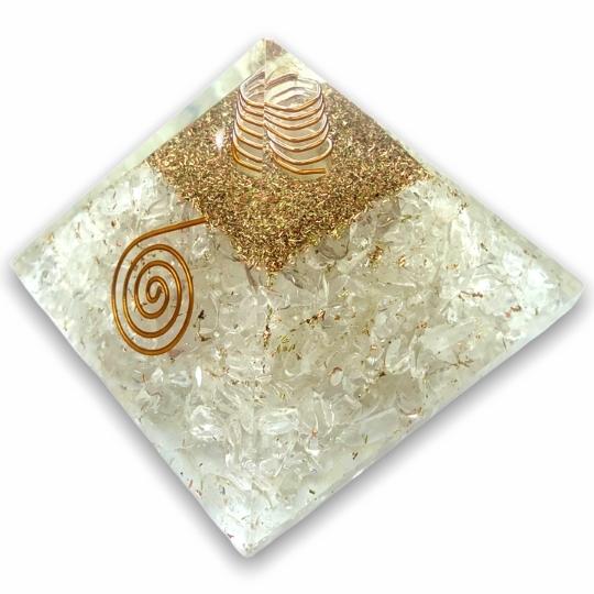 Clear Quartz Orgone Pyramid for energy amplification and clarity.