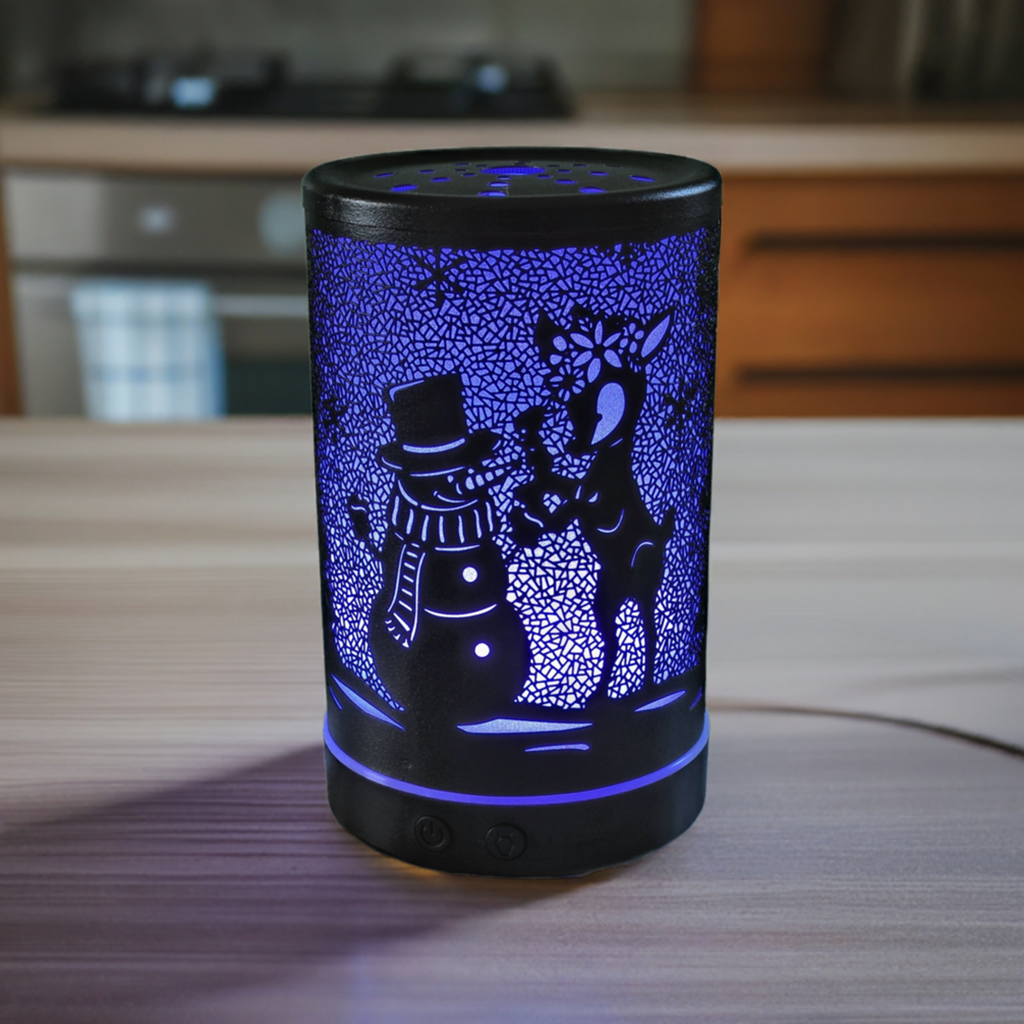 Frosty the Snowman & Rudolph Aroma Diffuser – 120 ml Tank with Color-Changing LED, Best Holiday Aroma Air Diffuser for Essential Oils.