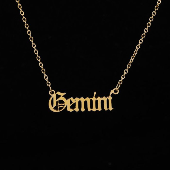 Gold and Silver Stainless Steel Gemini Necklace by Ancient Infusions – Elegant Zodiac Pendant for Men and Women.