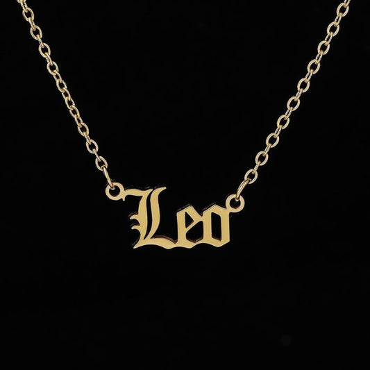 Gold and Silver Stainless Steel Leo Necklace by Ancient Infusions – Elegant Zodiac Pendant for Men and Women.