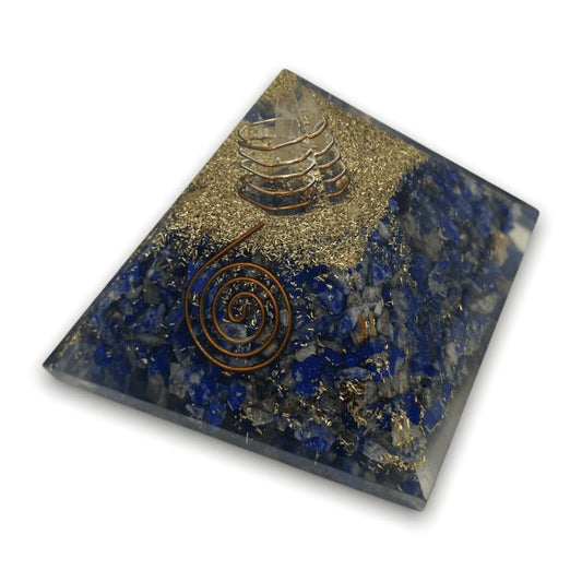 Lapis Lazuli Orgone Pyramid for wisdom, clarity, and spiritual growth.