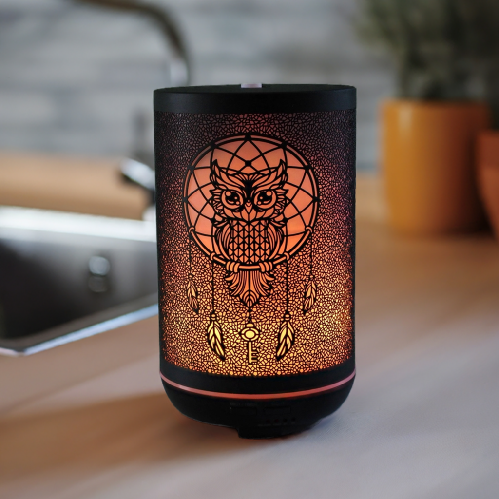 Owl Dreamcatcher Aroma Diffuser – 300 ml Tank with Color-Changing LED, Best Aroma Air Diffuser for Home and Wellness.