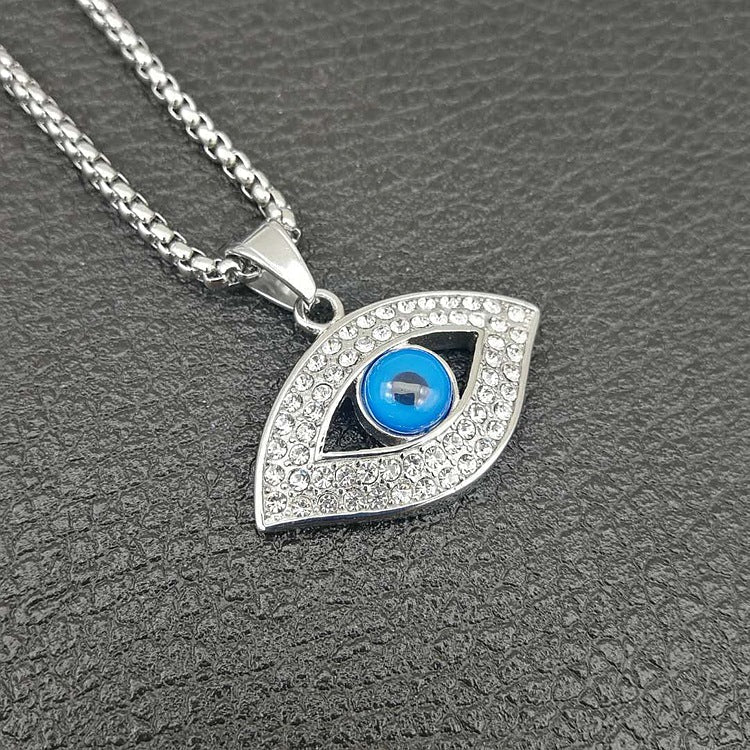 Real 18k Gold-Plated Evil Eye Pendant Necklace with Stainless Steel Chain by Ancient Infusions – Modern Design.