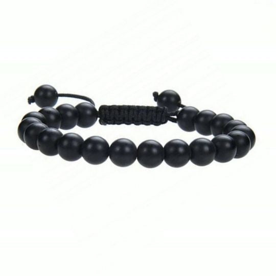 Real Black Onyx Adjustable Rope Bracelet – Strength and Protection for Men and Women.