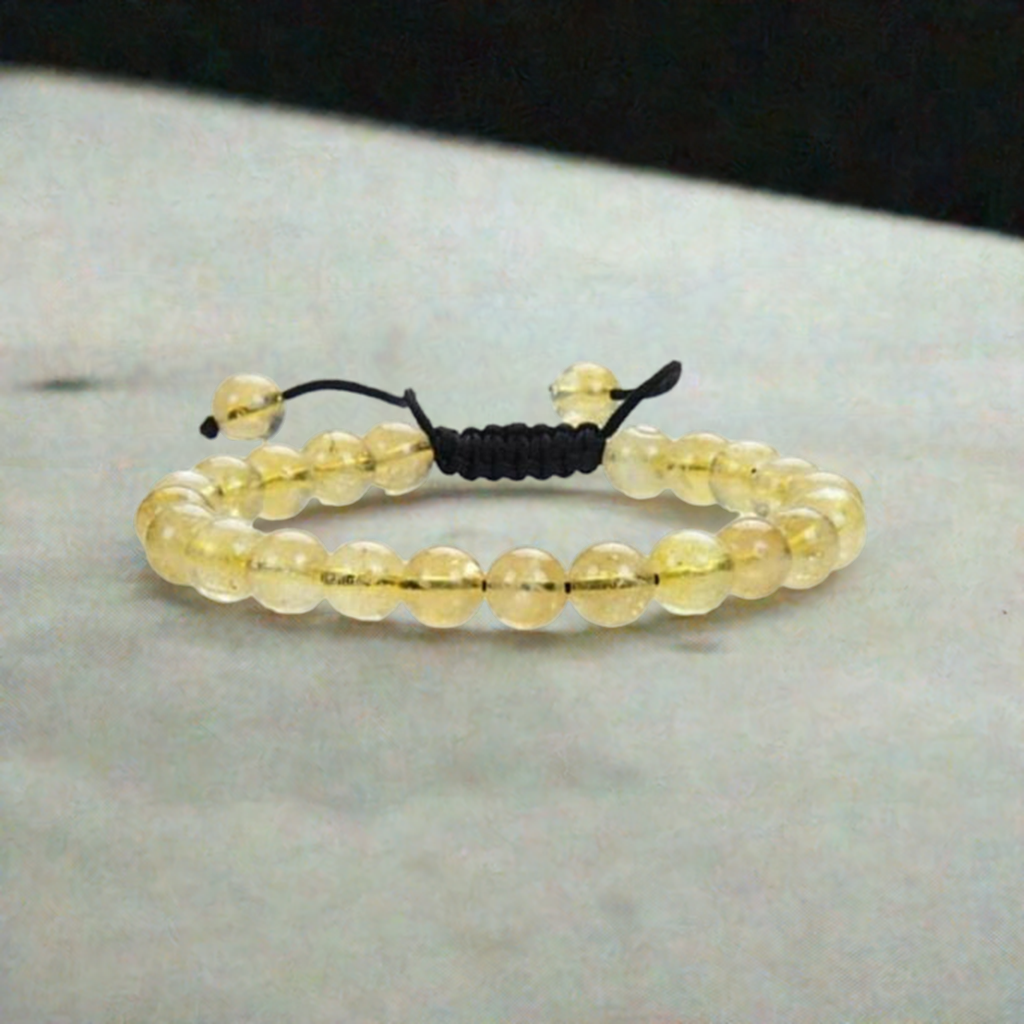 Real Citrine Adjustable Rope Bracelet for Men and Women - Positivity and Confidence.