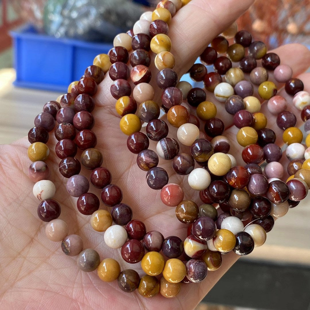 Women’s Mookaite Beaded Elastic Bracelet – Healing Crystal Jewelry.