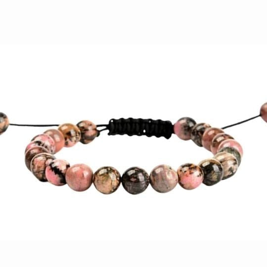 Real Rhodonite Adjustable Bracelet for Men and Women - Love and Compassion.