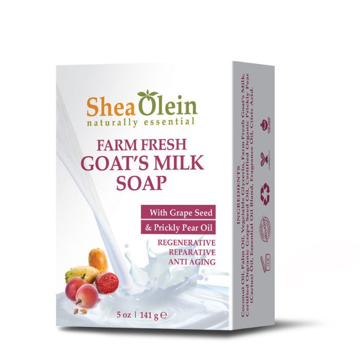 Shea Olein Goat Milk Soap - Hydrating, Reparative, and Anti-Aging Skincare Bar with Organic Ingredients.