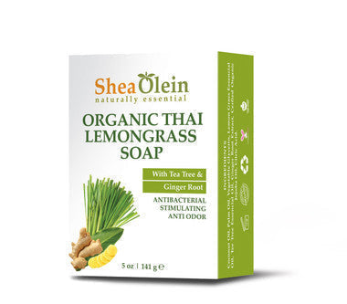 Shea Olein Organic Thai Lemongrass Soap - Antibacterial, Deodorizing, and Refreshing Skincare Bar with Natural Ingredients.