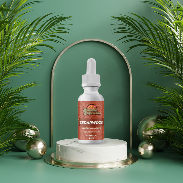 Therapeutic cedarwood Texas essential oil by Ancient Infusions – 100% pure aromatherapy oil for relaxation, respiratory support, and healthy skin and hair.