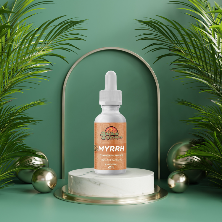 Therapeutic myrrh essential oil by Ancient Infusions – 100% pure aromatherapy oil for skin rejuvenation, relaxation, and spiritual practices.