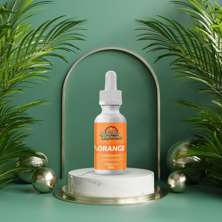 Therapeutic orange essential oil by Ancient Infusions – 100% pure citrus aromatherapy oil for relaxation, stress relief, and skincare.