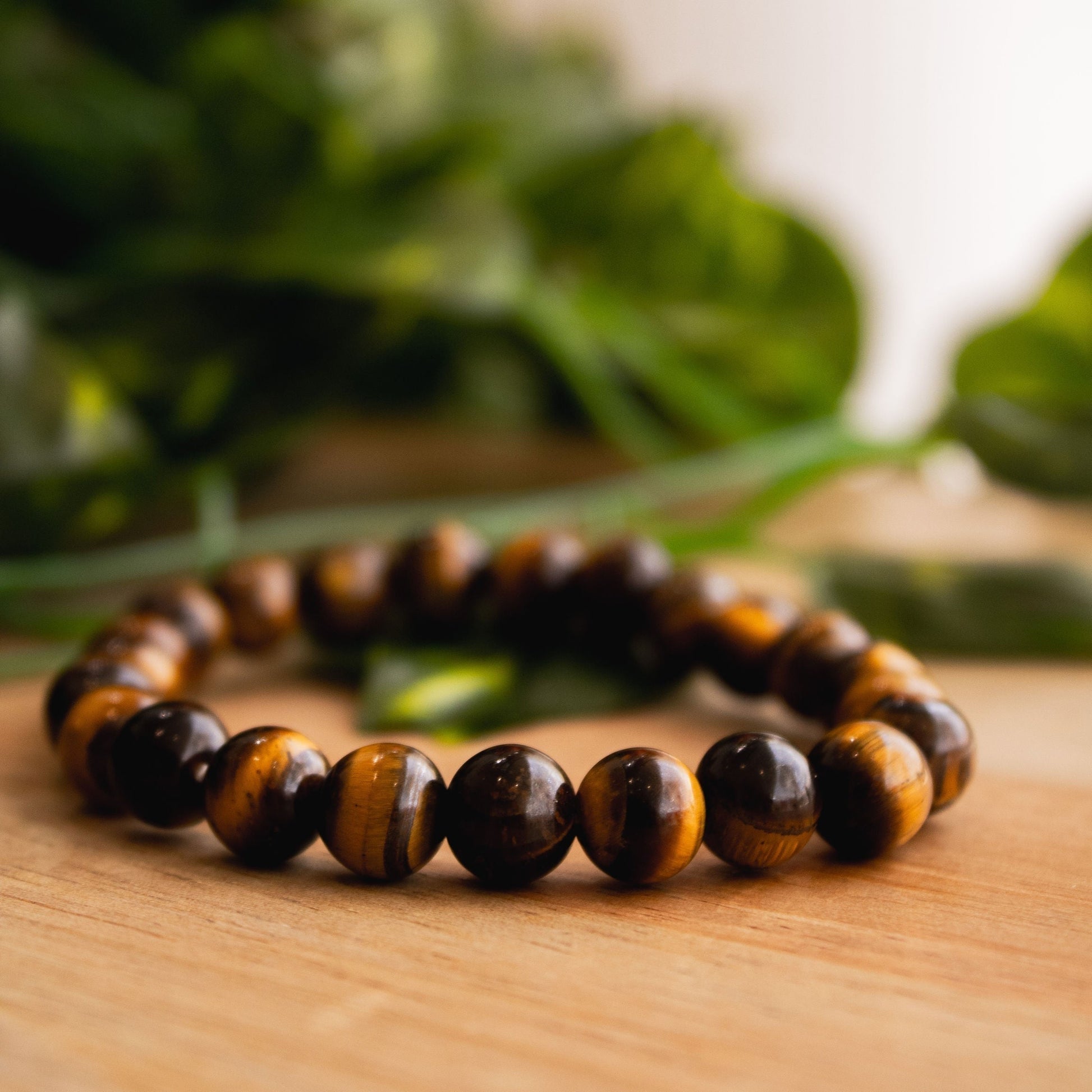 Tiger Eye Bracelet for Men and Women – Real Beaded Elastic Healing Crystal Jewelry.